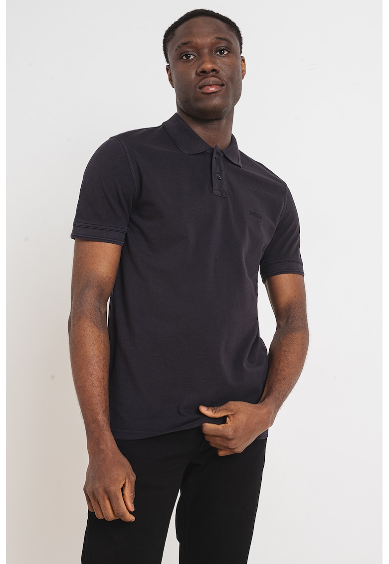 Tricou polo de bumbac pique Prime - Negru