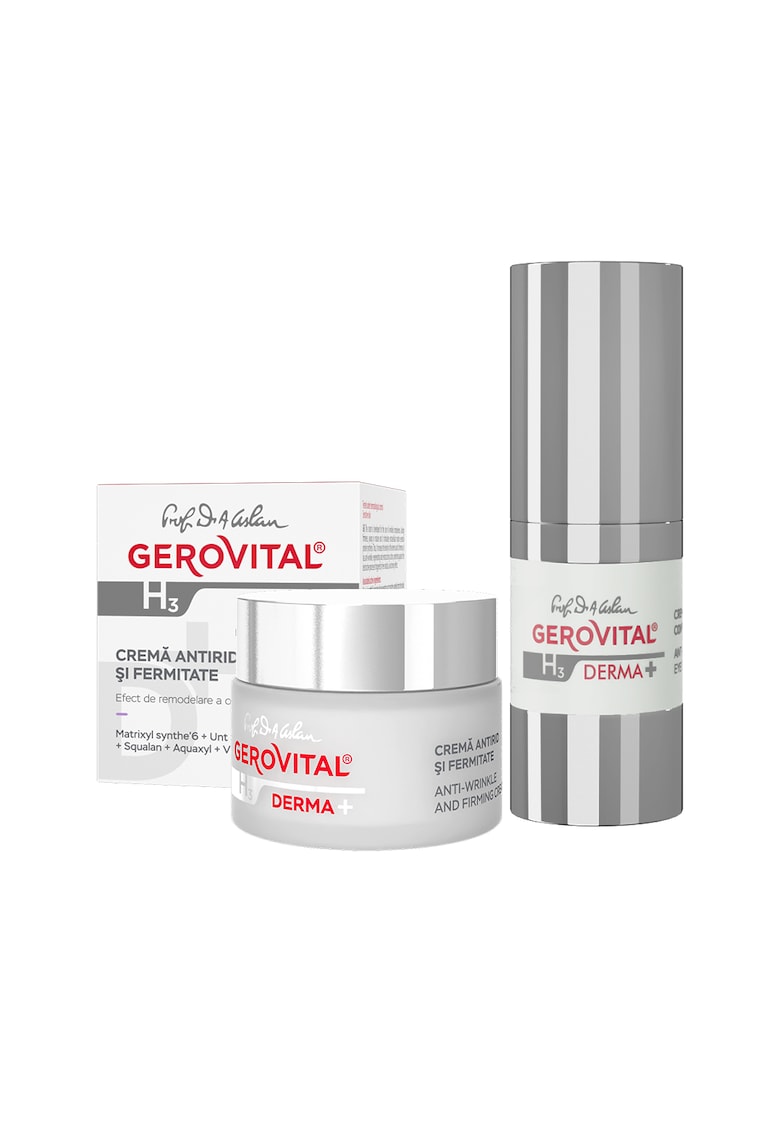 Pachet Gerovital H3 Derma+: Crema Antirid Contur Ochi - 15 ml + Crema Antirid si Fermitate - 50 ml