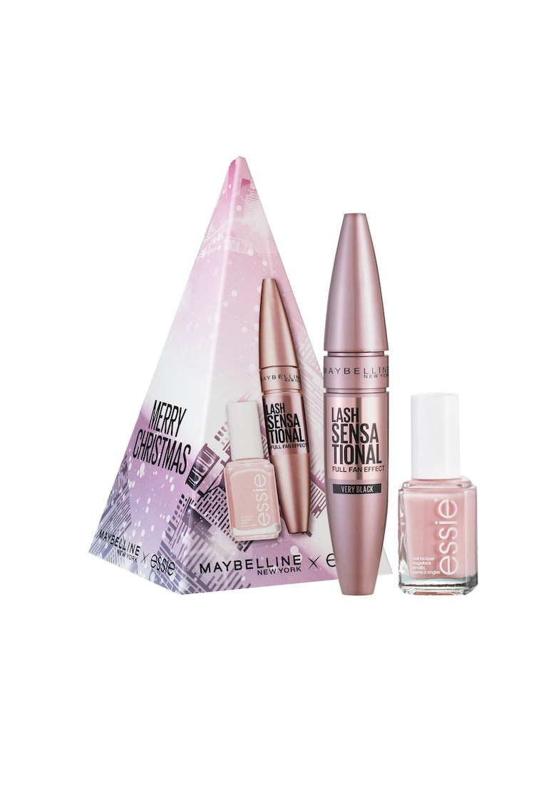 Cutie de Craciun cu rimel Maybelline Lash Sensational + oja Essie
