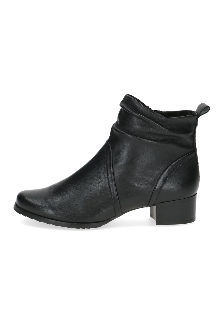 Botine din piele cu fermoar - Negru