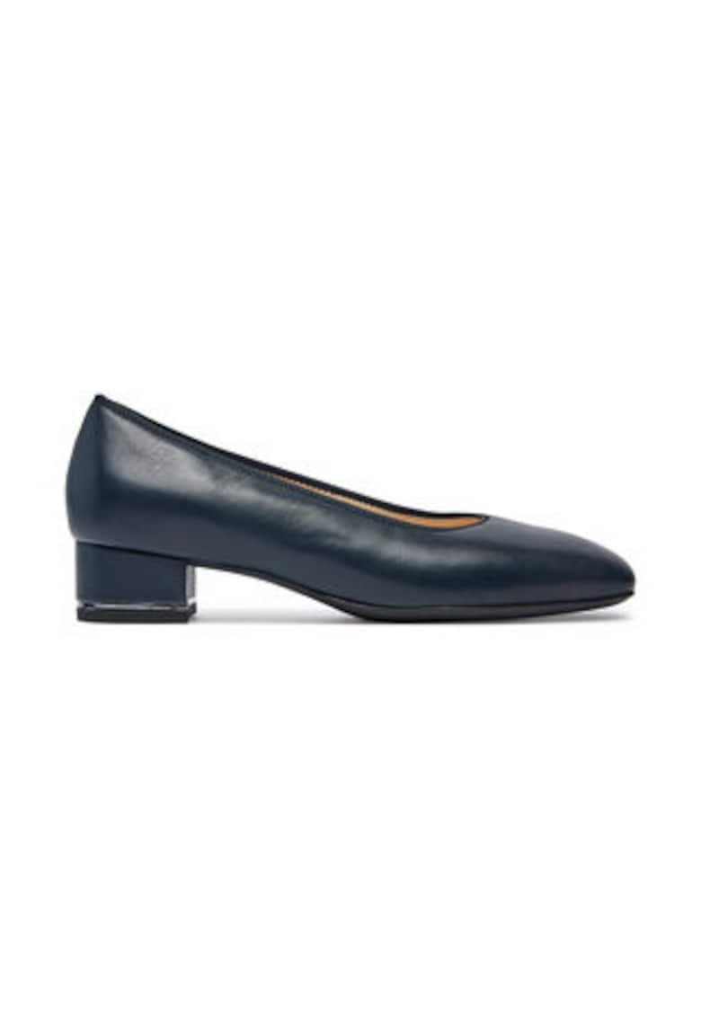 Pantofi dama -  cu toc - piele naturala - bleumarin