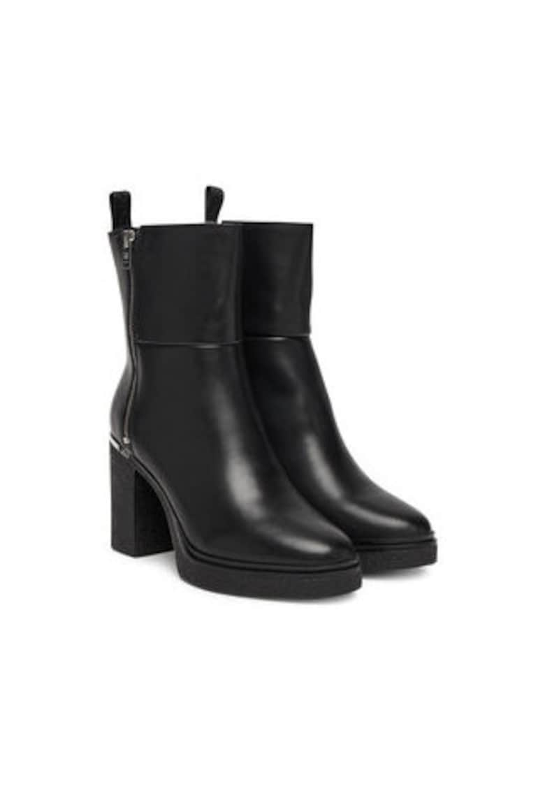 Botine dama -  piele naturala - culoare negru - cu toc