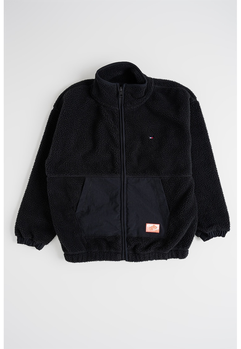 Bluza de trening cu fermoar si buzunare - Negru