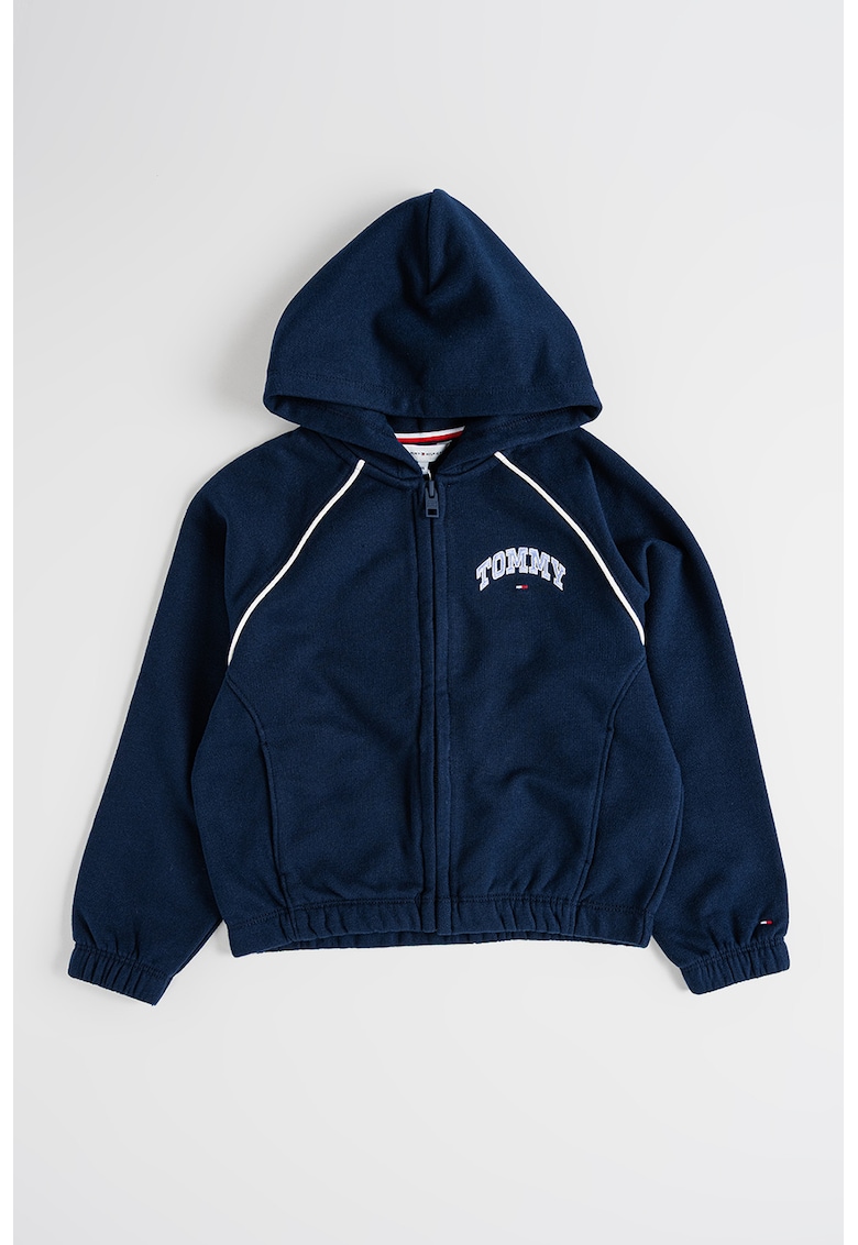 Hanorac cu fermoar si maneci raglan - Bleumarin