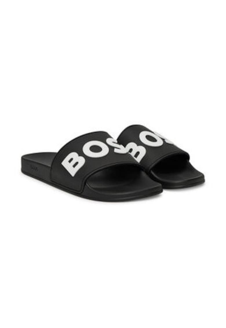 Papuci barbatesti -  plastic - negru/alb