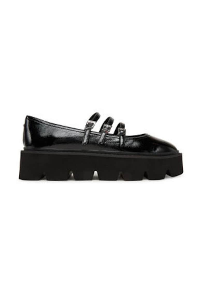 Pantofi cu platforma dama  piele ecologica - negru