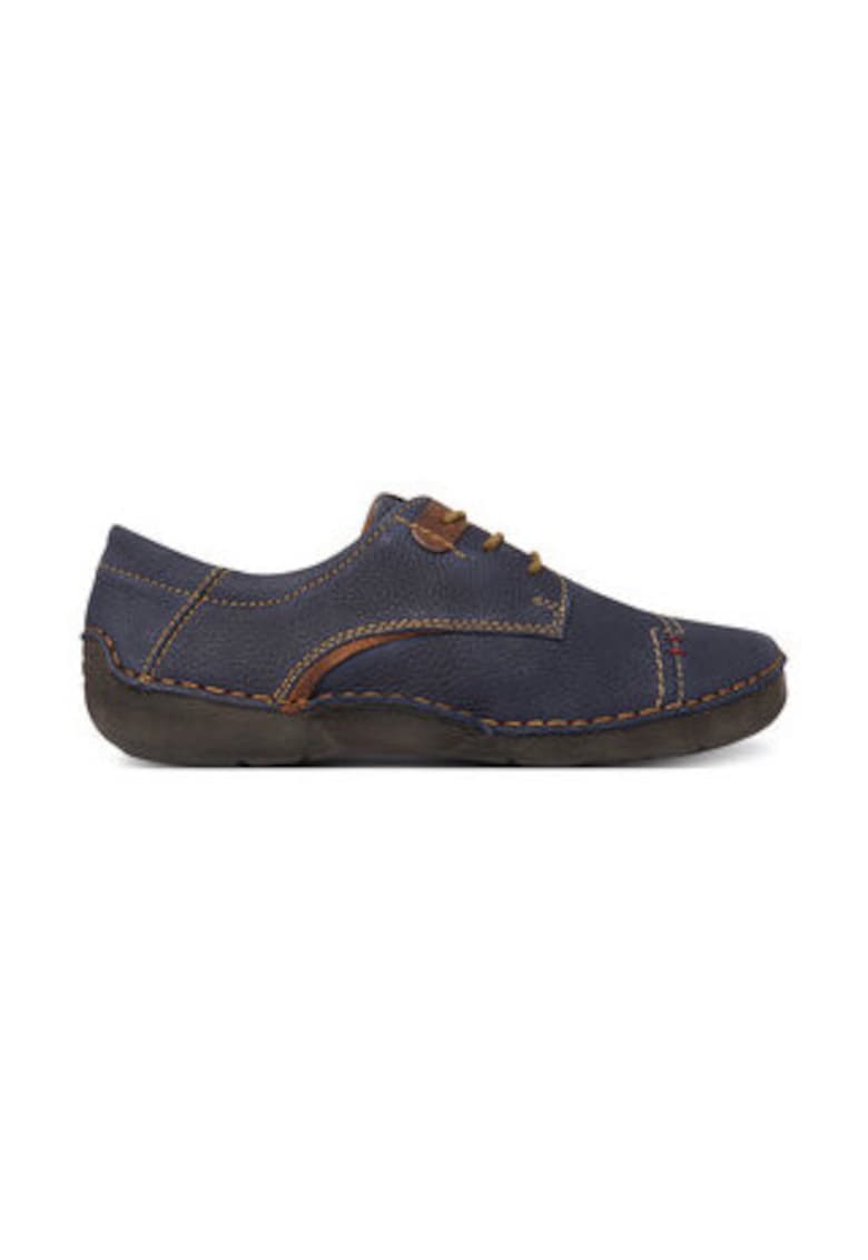 Pantofi dama -  piele naturala - albastru/maro