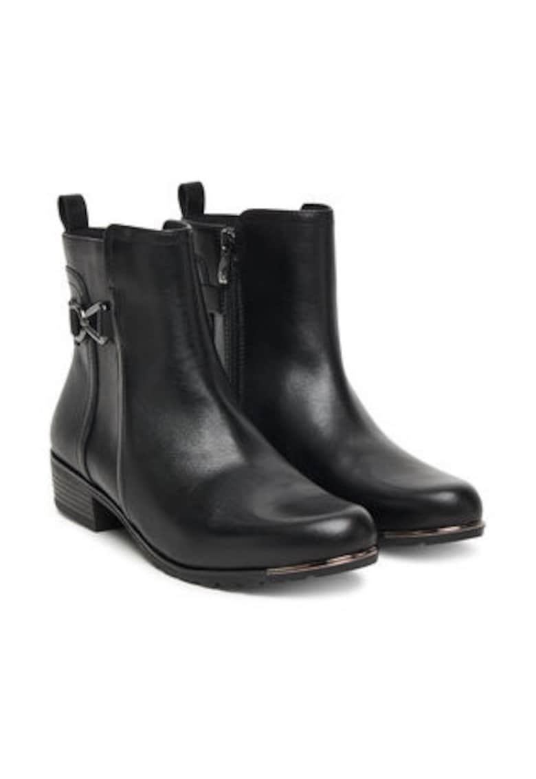 Botine pentru femei -  piele naturala - negru