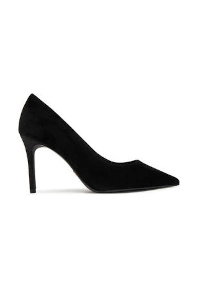 Pantofi dama -  toc inalt - piele naturala - negru -
