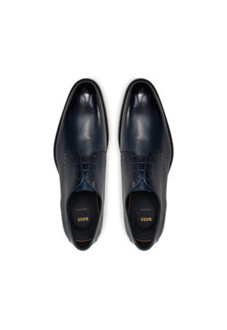 Pantofi barbatesti -  piele naturala - bleumarin - inchidere cu sireturi -