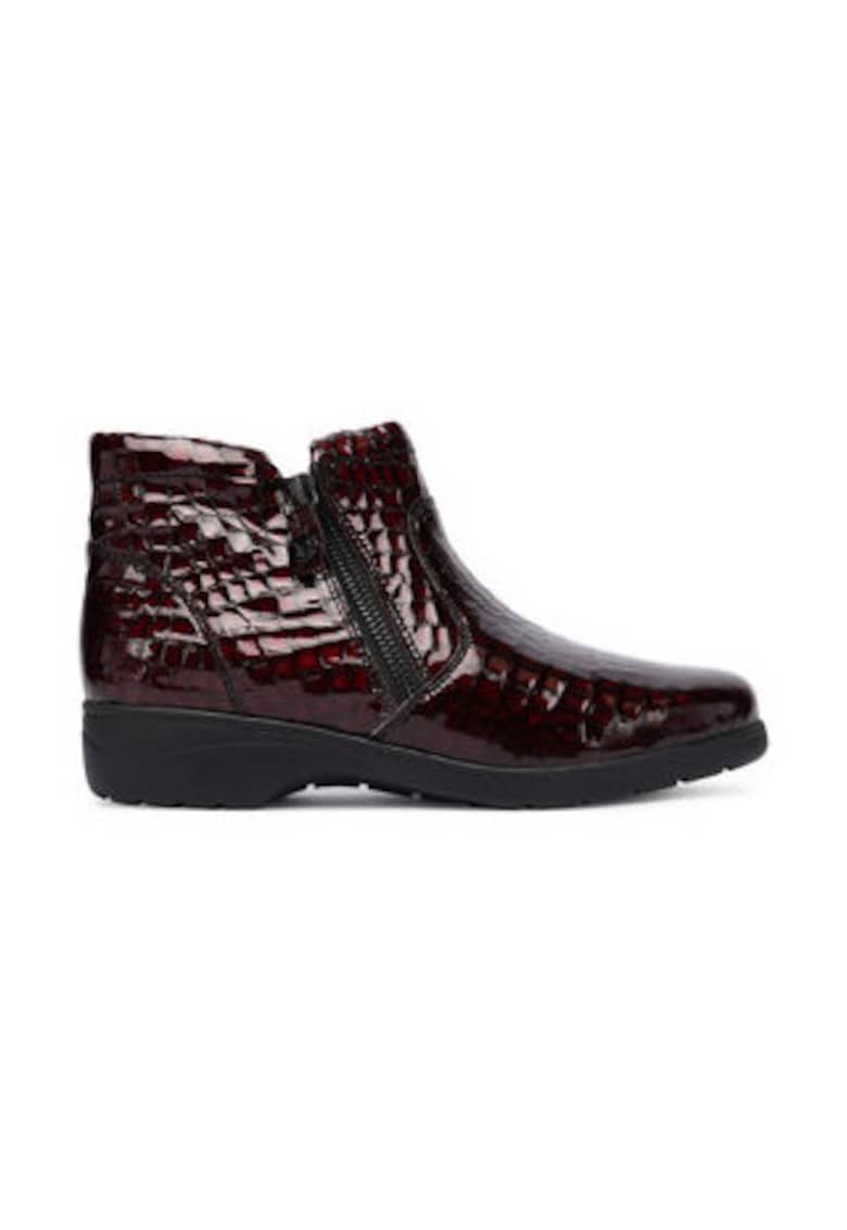 Botine dama -  piele naturala - maro - cu fermoar -