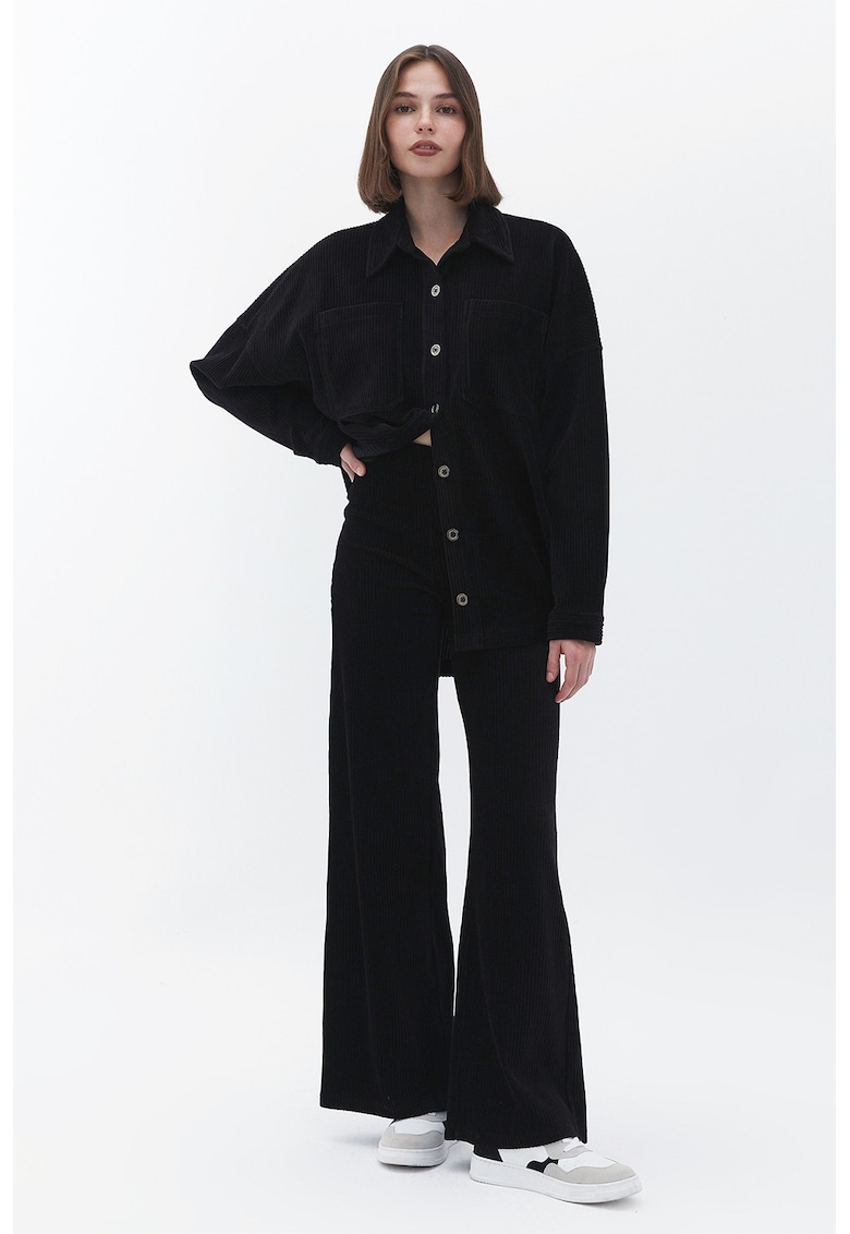 Pantaloni reiati evazati - Negru