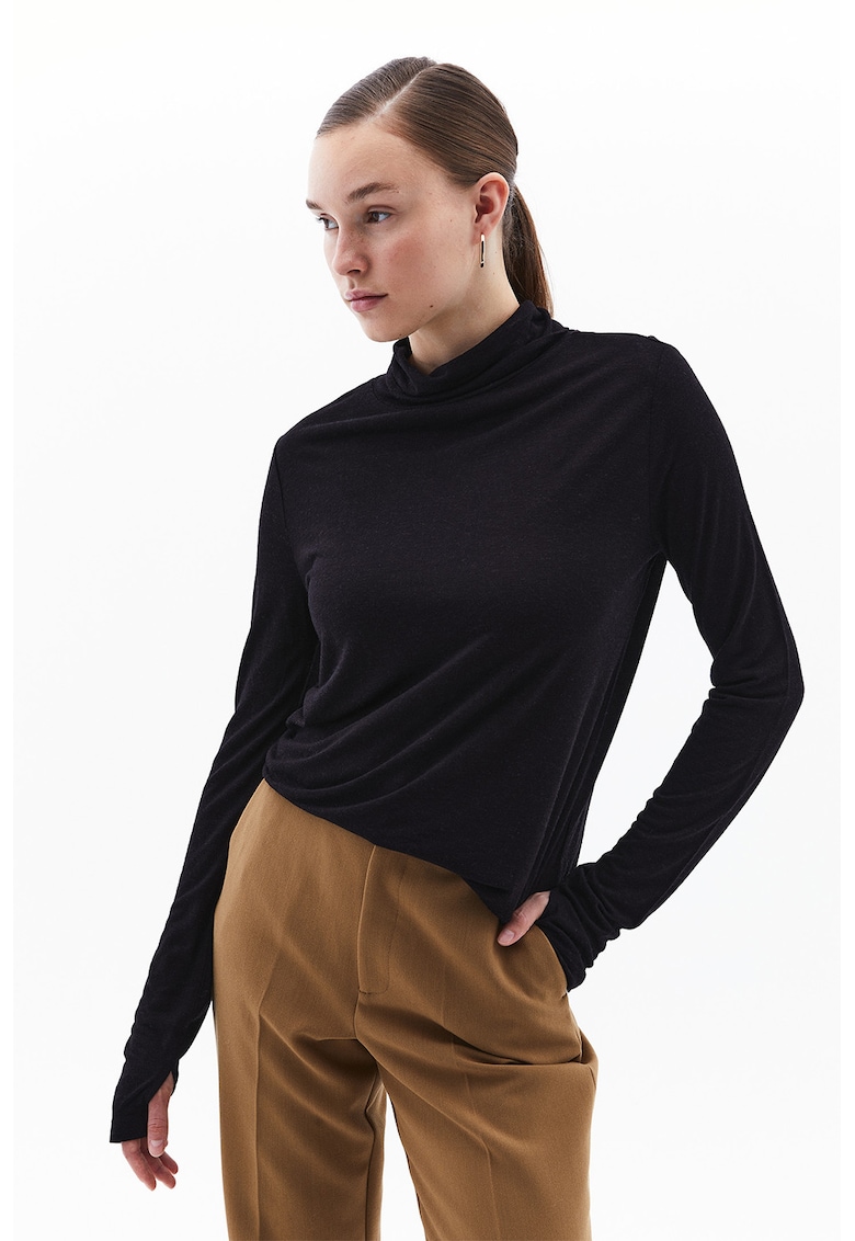 Bluza uni din amestec de lana - Negru