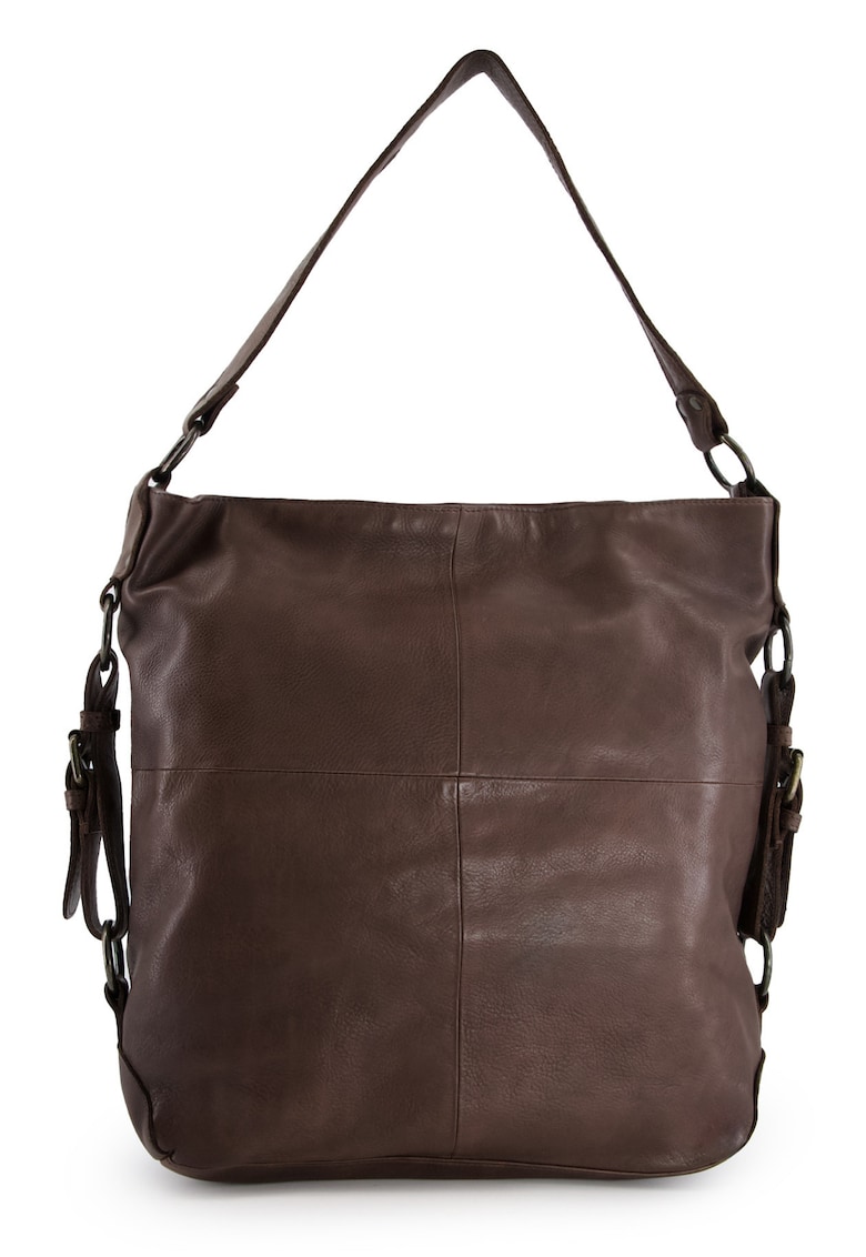 Geanta de umar  din piele naturala - maro - 36x38x11cm - cu 3 buzunare interioare - manere de 56cm