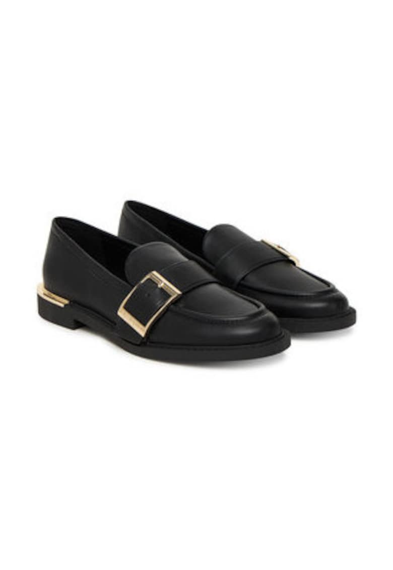 Pantofi dama -  piele ecologica - auriu/negru