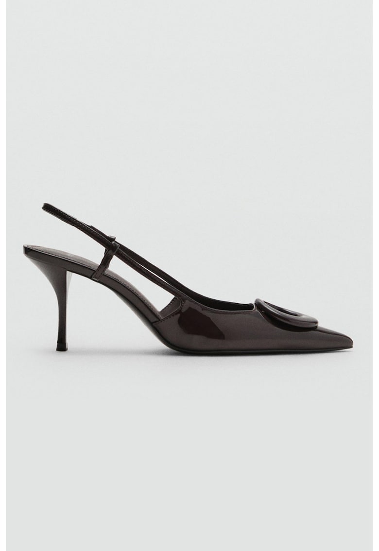Pantofi slingback din piele ecologica - Maro inchis