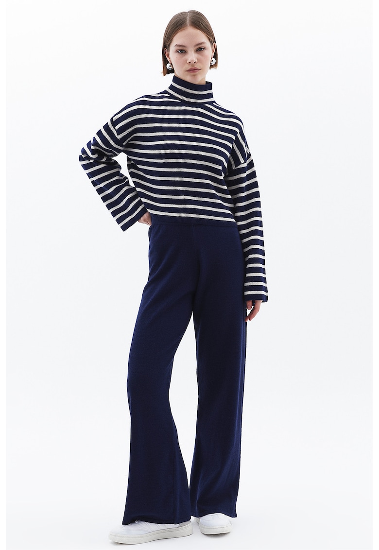 Pantaloni din tricot cu croiala ampla - Bleumarin