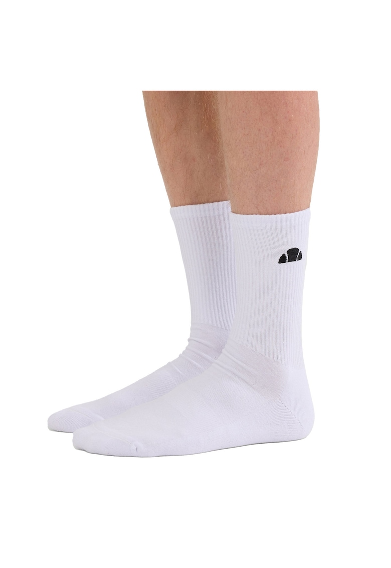 Set de sosete lungi unisex cu terminatie striata - 3 perechi - Alb