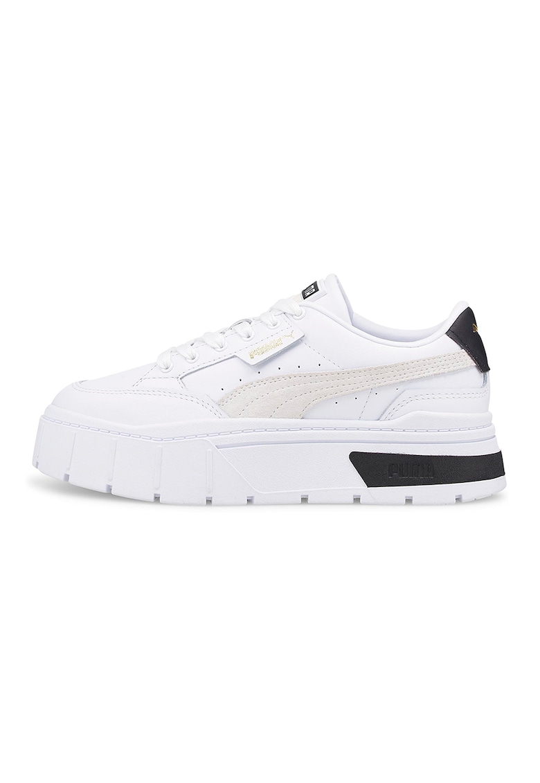 Pantofi sport de piele cu garnituri de piele intoarsa Mayze Stack - Negru/Gri deschis/Alb optic