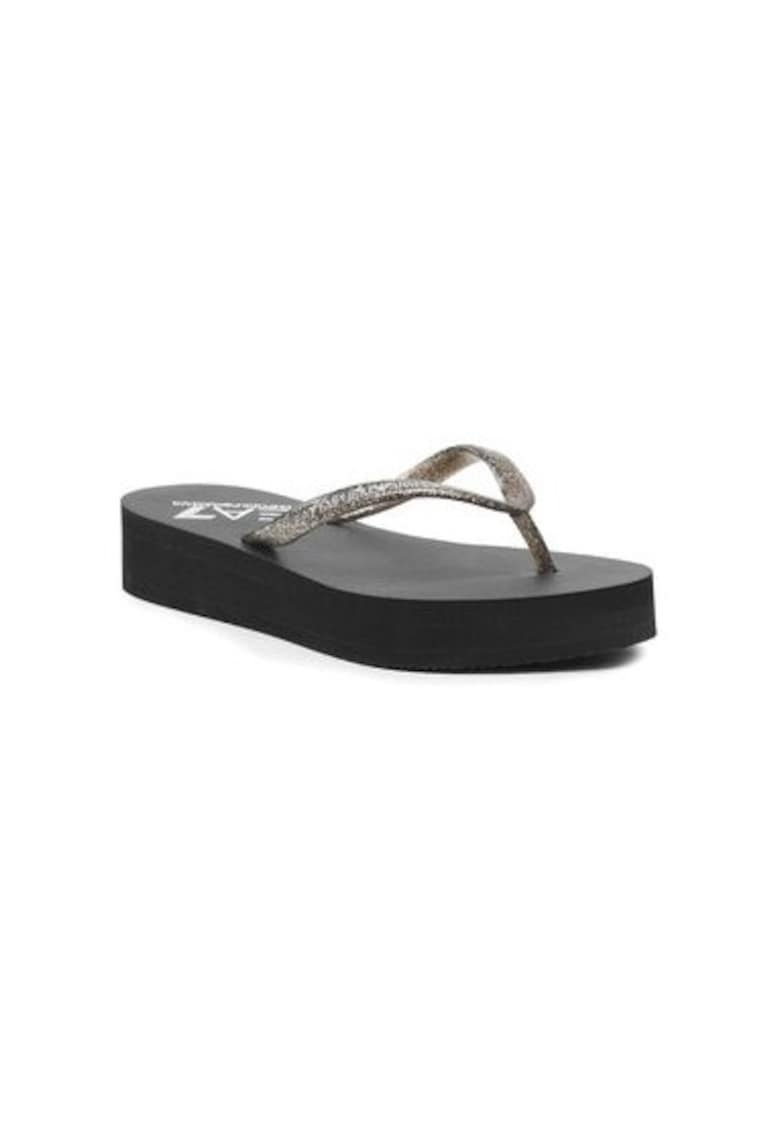 Papuci flip-flop dama  Emporio Armani - XFQ013 XK322 - Sintetic - 38 EU - Negru/Argintiu