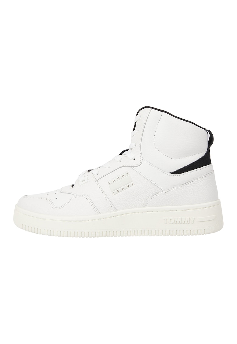 Pantofi sport mid-high de piele - Alb/Negru