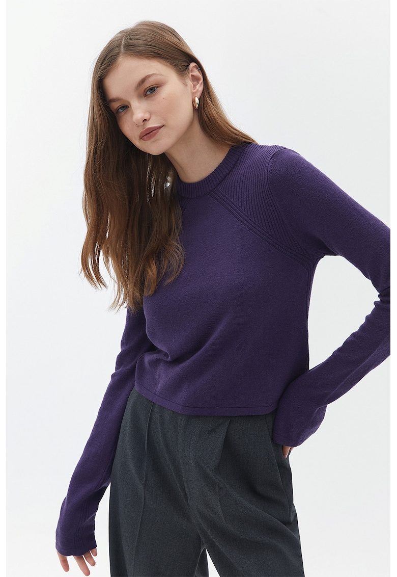 Pulover uni regular fit - Albastru indigo