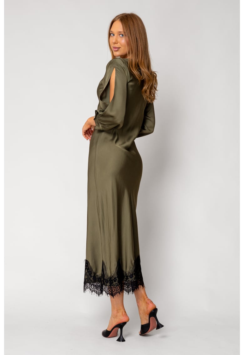 Rochie lunga cu dantela Kaki 18258 - Kaki