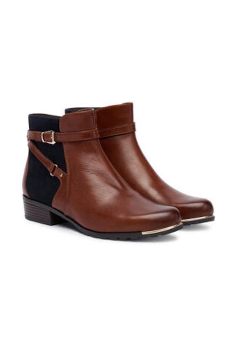 Botine dama  piele naturala - Negru/Maro