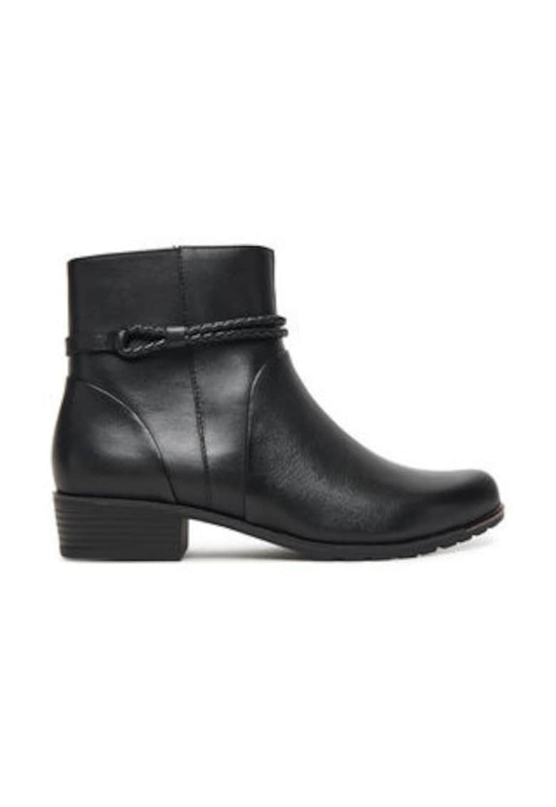 Botine  din piele naturala - Negru