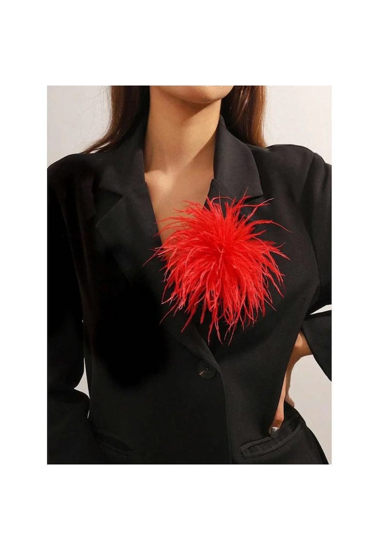 Brosa tip floare din pene - rosie - Agnes C22