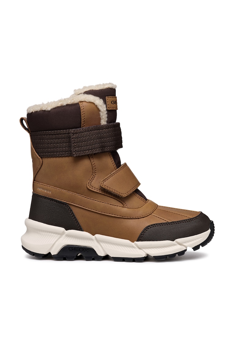 Cizme mid-calf cu velcro Flexyper Plus ABX - Maro inchis/Maro cognac