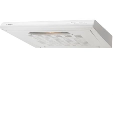 Hota decorativa HANSA OSC6111WH, diametru evacuare aer 120mm, tip universal, aspirare/recirculare, 1x28W, filtru grasime acrilic, comanda butoane, alb