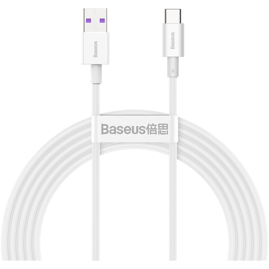 Cablu de date Superior, USB/USB Type-C, 66W, 6A, 2m, Alb