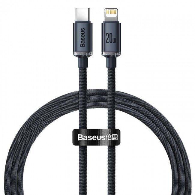 Cablu Date Crystal USB-C - Lightning 20W PD 1.2m Negru