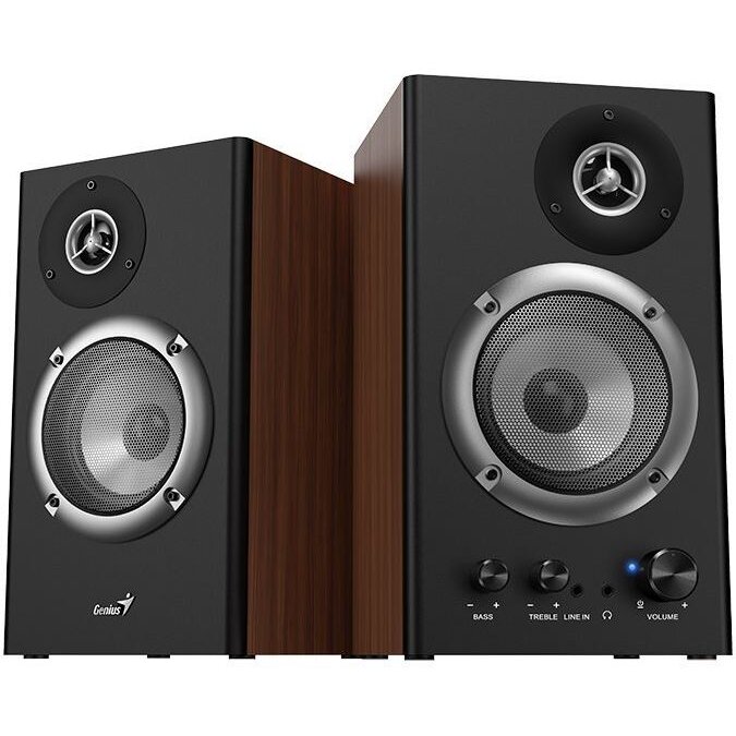 Boxe 2.0 RMS 36W (2 x 18W) Amplificare Integrata Lemn Maro/Negru