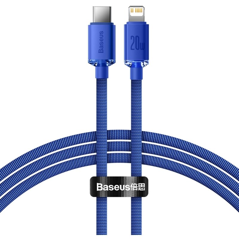 Cablu Date/Incarcare Crystal USB-C La Lightning 20W 1.2m Albastru