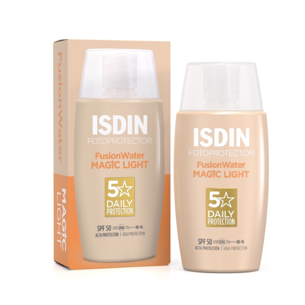 Crema de protectie solara pentru fata cu SPF 50 Isdin Fusion Water Color, 50 ml (Concentratie: Protectie solara, Culoare produse:  Medium)