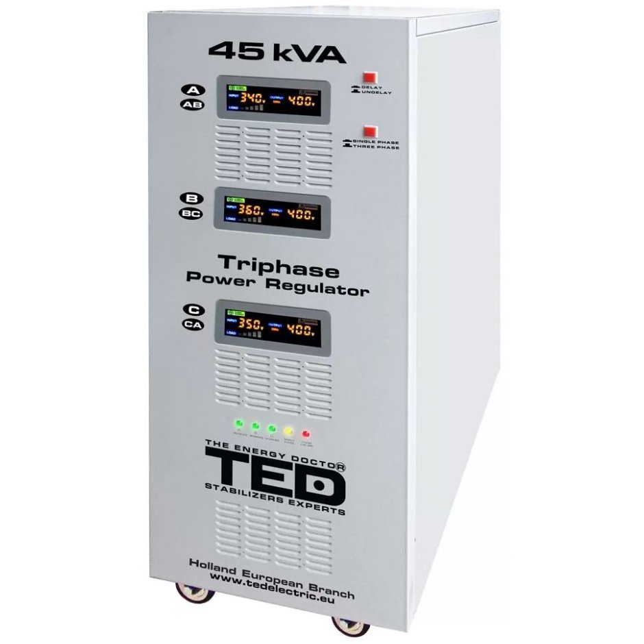 Stabilizator retea TED maxim 45KVA cu servomotor, trifazat, TED45K3SVC, 36KW
