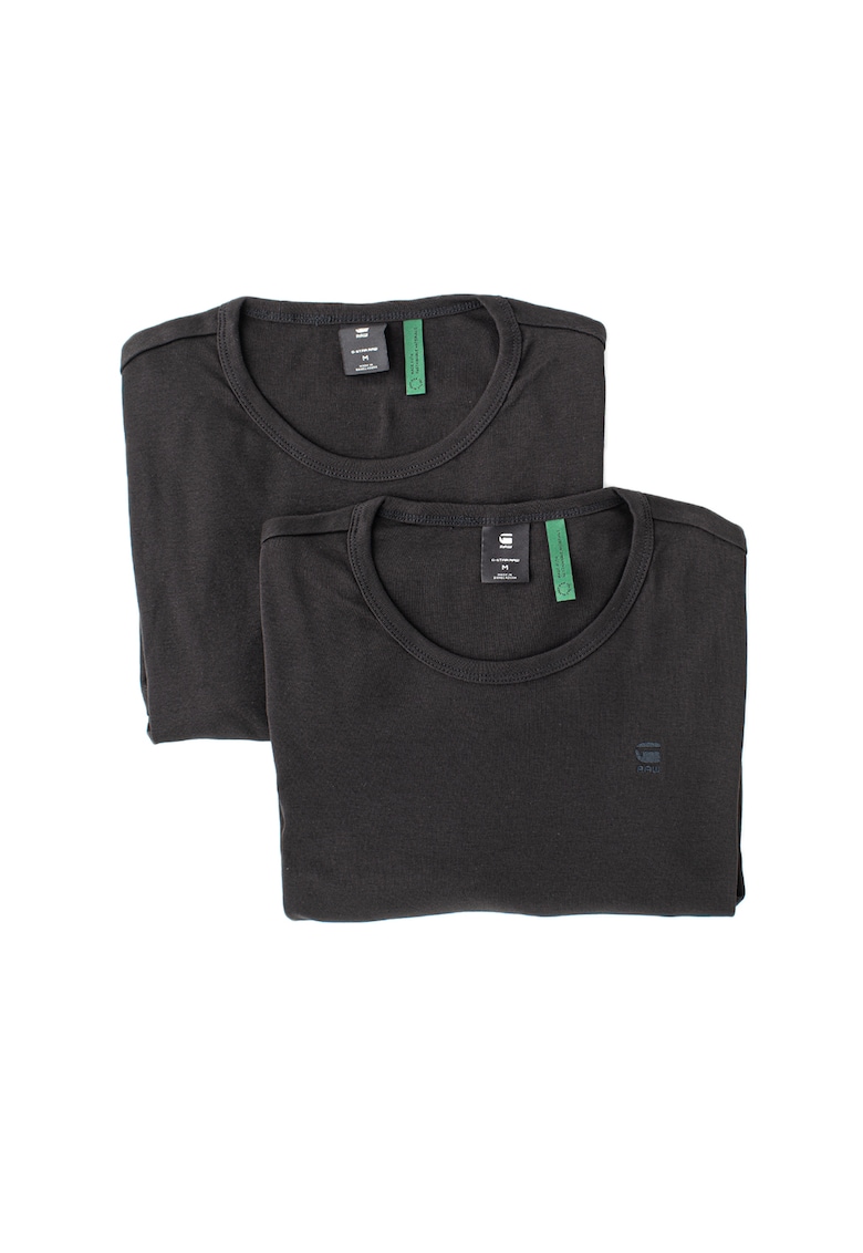 Tricou de bumbac organic cu detaliu brodat - 2 piese - Negru