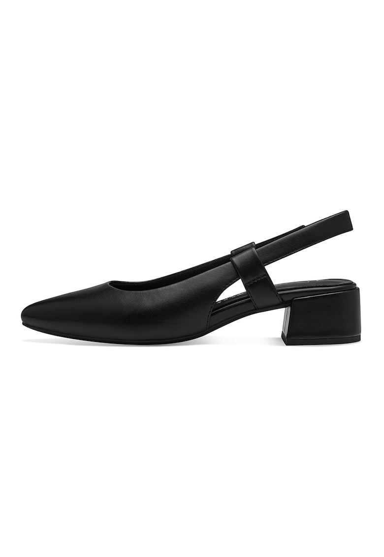 Pantofi de piele ecologica cu varf ascutit - Negru