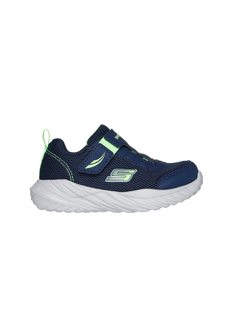 Pantofi sport cu inchidere velcro si garnituri din plasa - Verde lime/Bleumarin