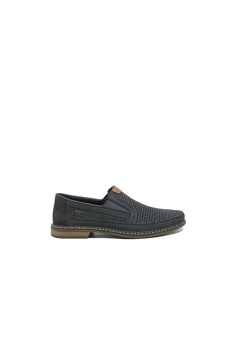 Pantofi casual  bleumarin din piele naturala cu perforatii RIK13459-14 - Bleumarin