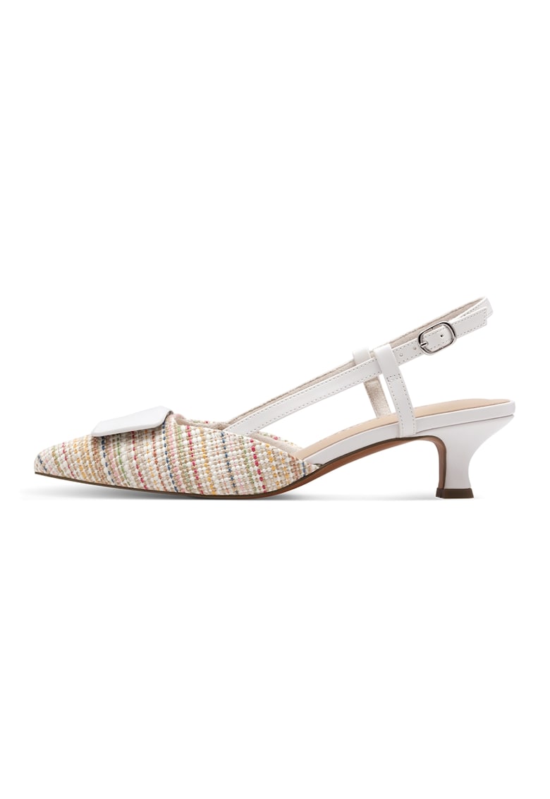 Pantofi slinback cu varf ascutit - Rosu/Alb/Albastru