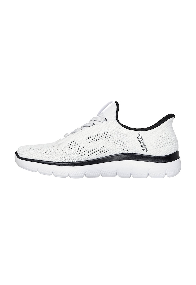 Pantofi sport slip-on din material textil cu perforatii Summits - Alb/Negru