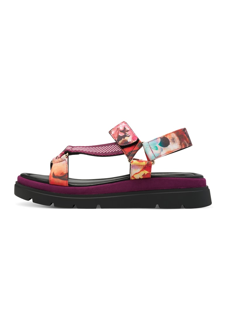Sandale cu platforma si barete - Portocaliu/Violet/Roz