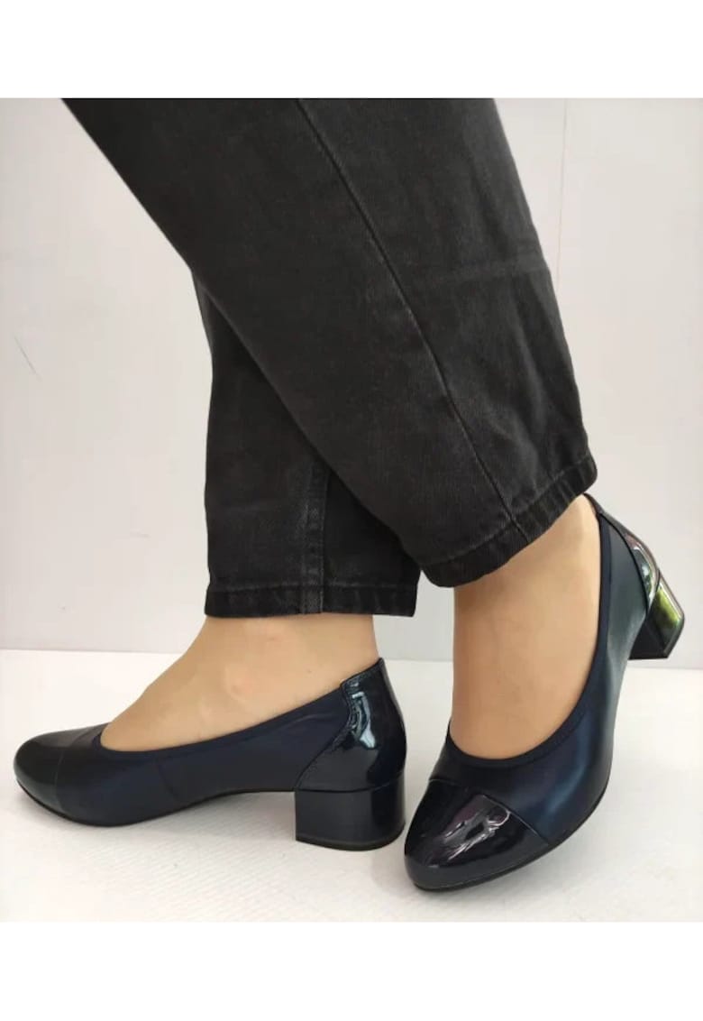 Pantofi Eleganti Dama  22500-42 Albastri Sidefat Cu Lac - Albastru