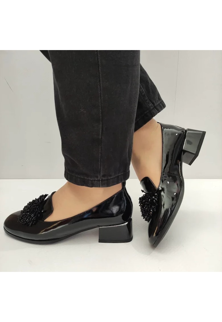 Pantofi Eleganti Dama  740001B Negri Lac - Negru - Negru