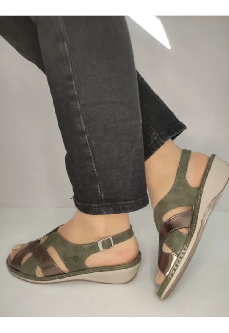 Sandale Casual Dama  0900T Paris 40-N Kaki Cu Bronz - Verde - Verde