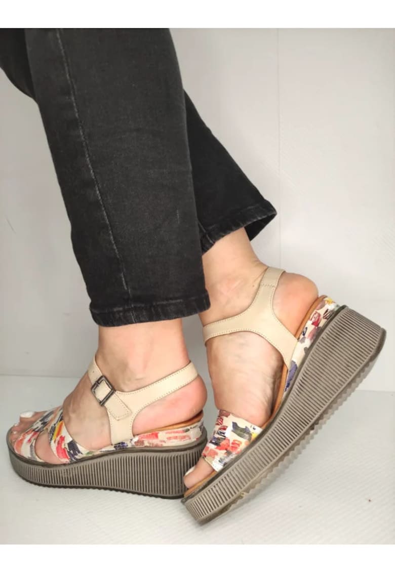 Sandale Casual Dama  018 11005 Bej Cu Color - Bej - Bej