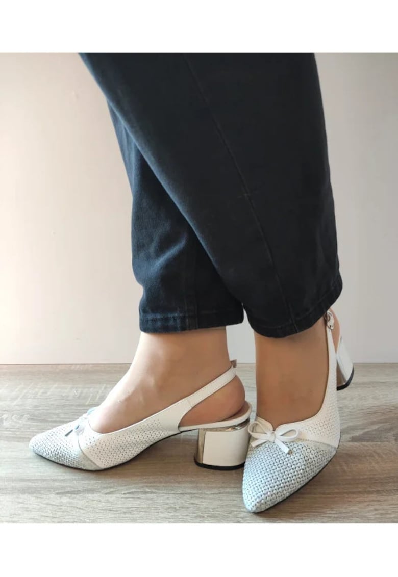Pantofi Casual Decupati Dama  049 563 Albi Cu Argintiu - Alb - Alb